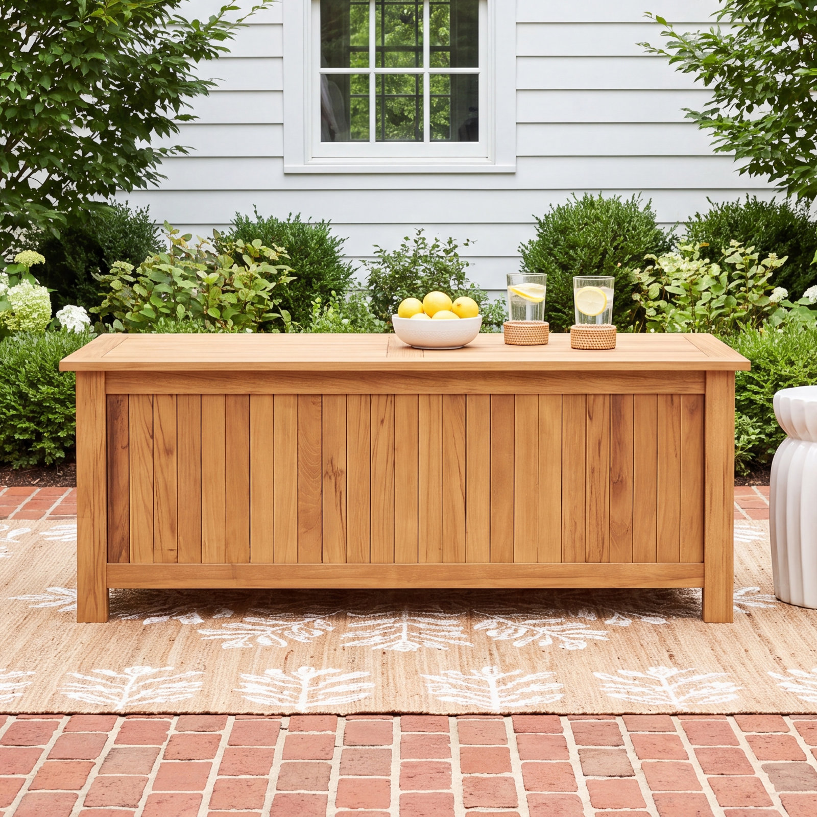 Summerton Teak Solid Wood Deck Box, 18.25" H x 48" W x 23.5" D