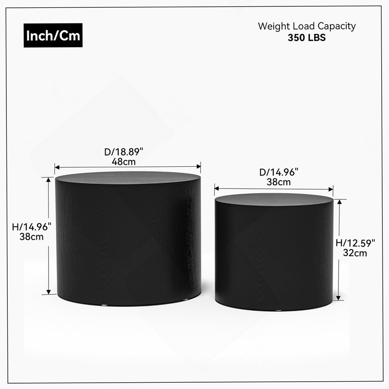 with ash, oak, walnut veneer side table, coffee table, end table, nesting table set of 2