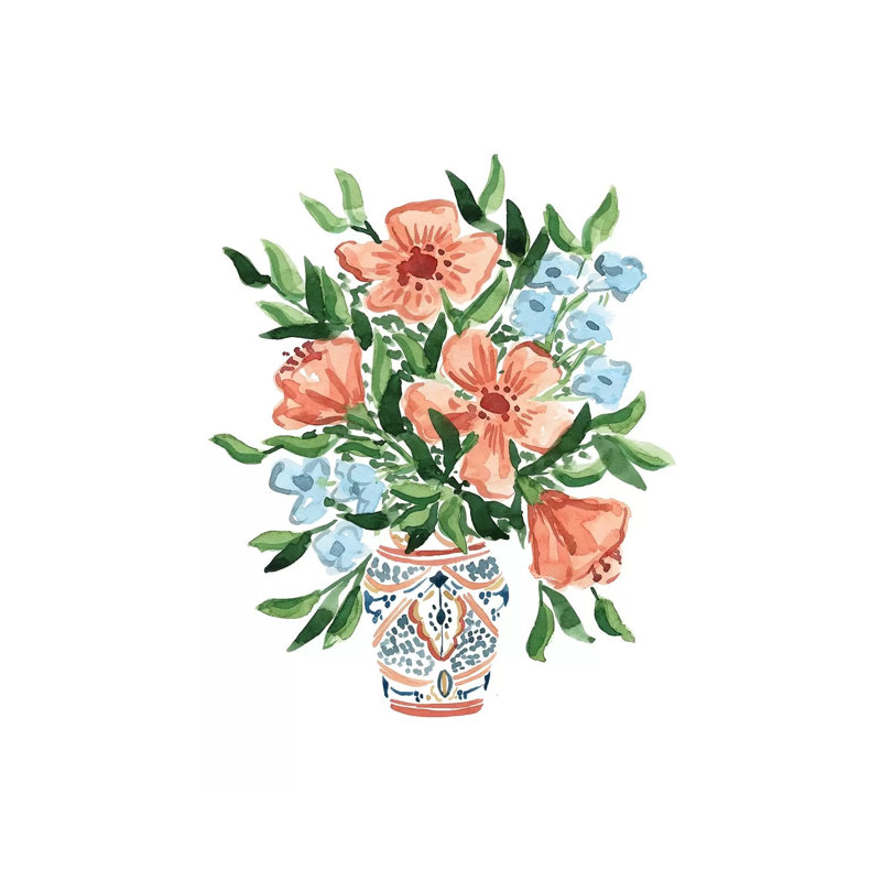 Peachy Florals by Sabina Fenn - Painting on Canvas, Wrapped Canvas, 45.72cm H x 30.48cm W x 1.91cm D