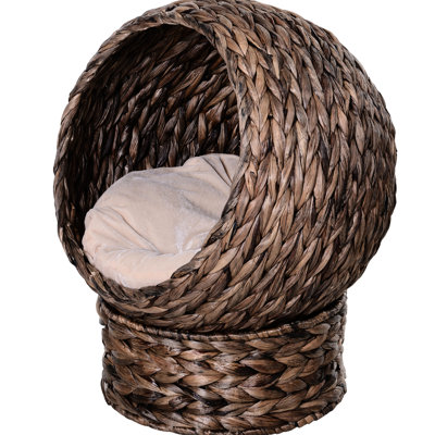 Lit surélevé pour chat, coussin moelleux, panier, fauteuil à œufs, H 23,5 po, chaise à coussins surélevés gris