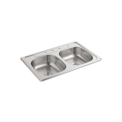 Évier de cuisine à double cuve à rebord automatique L 33 po x l 22 po Middleton