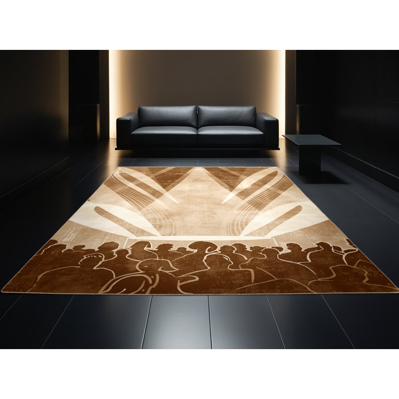 Tapis moderne et contemporain en peluche douce et douce en tête d'affiche Tenafly, 5 x 7