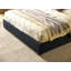 Luxueuse base de lit plateforme luxueuse, tête de lit en velours recouverte de métal, 2 lampes murales et table de chevet intégrées, structure en métal robuste et en bois massif, aucun sommier nécessaire, noir haut de gamme-423247601