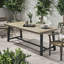Table d'extérieur moderne en bois de style industriel - Bois teinté gris et noir, résistant aux intempéries,