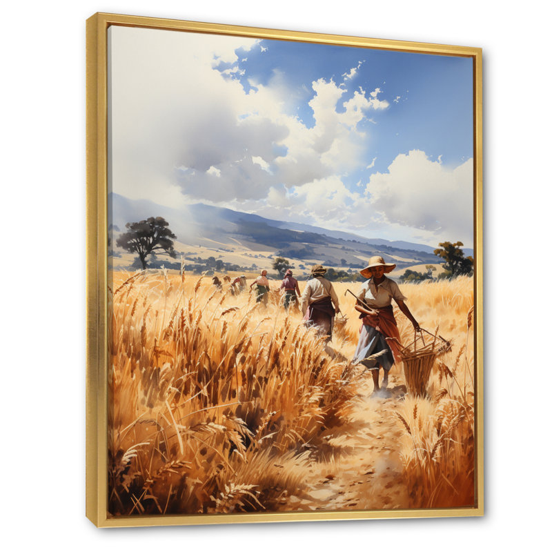 «Kelvina African Tribes Kikuyu Harvest I», reproduction sur toile, H 44 po x l 34 po, Cadre flottant doré