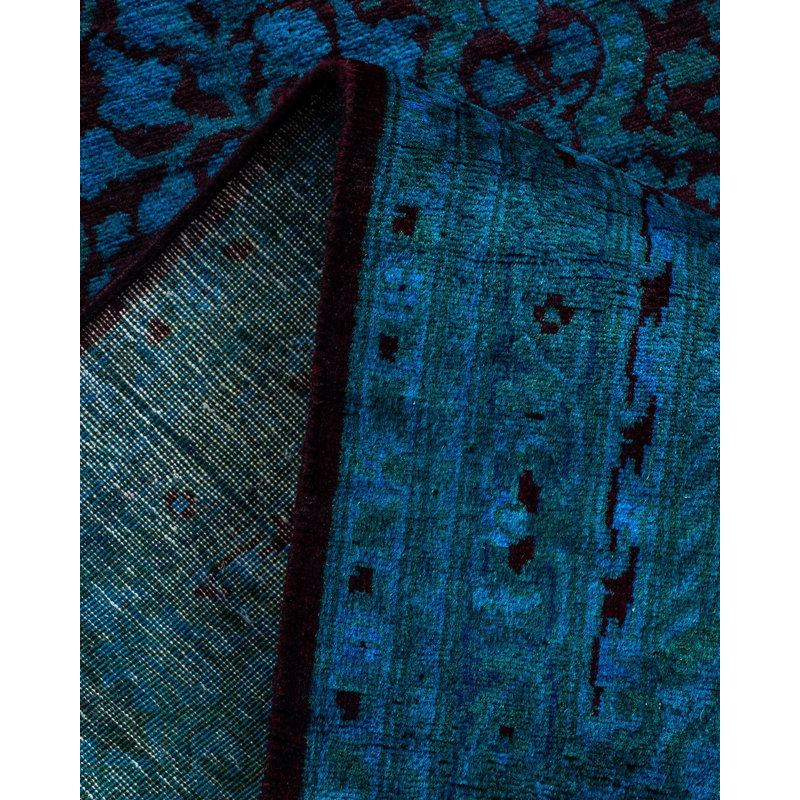 Tapis unique bleu 3 pi x 13 pi Yohko