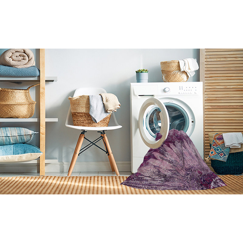 Tapis 100% moderne de style Mid-Century 2818 lavable à la machine, Rond 6 pi