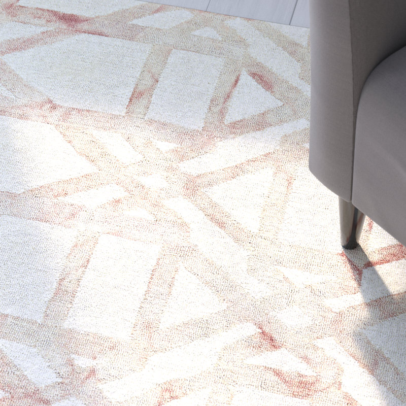 Tapis rose en laine touffeté à la main Abstract, Rectangle 2 pi x 3 pi
