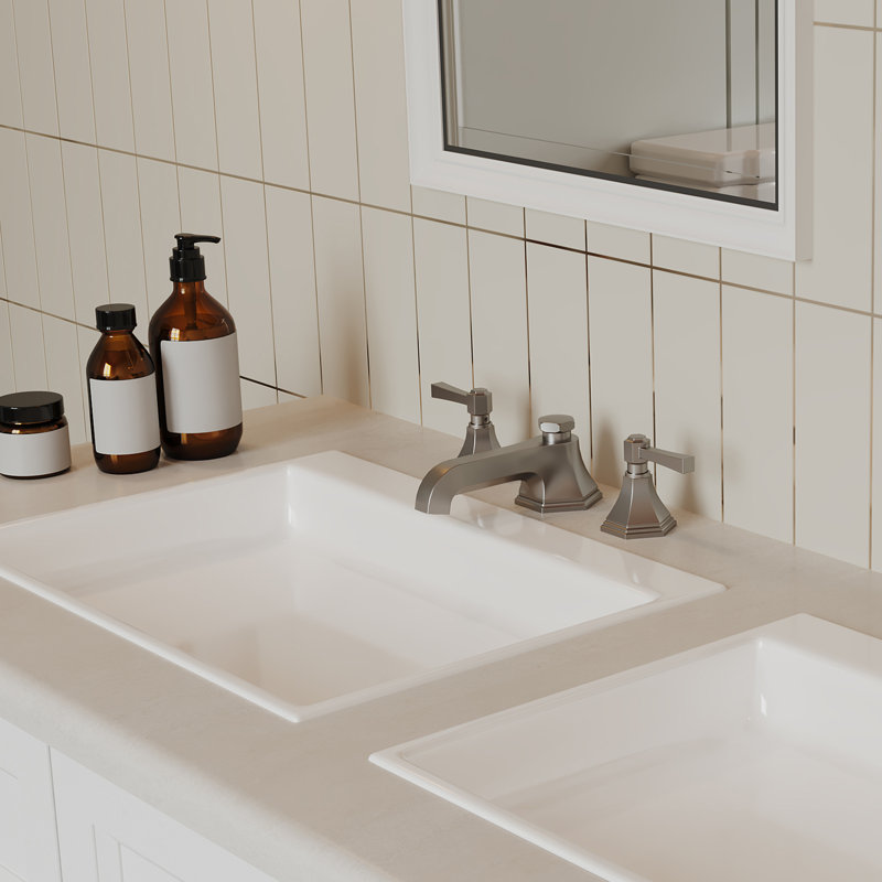 Widespread Double Handle 3 Hole Bathroom Faucet, Brushed Nickel