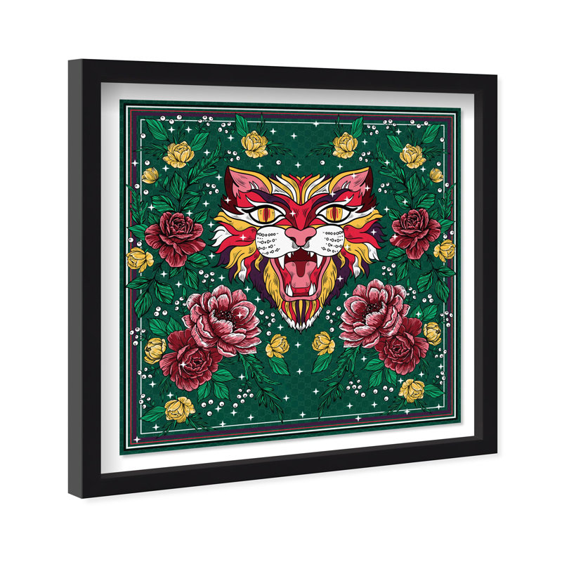Oliver Gal Floral Feline Roses Fashion - Luxury Shadowbox Framed Wall Art, 31.5" H x 31.5" W