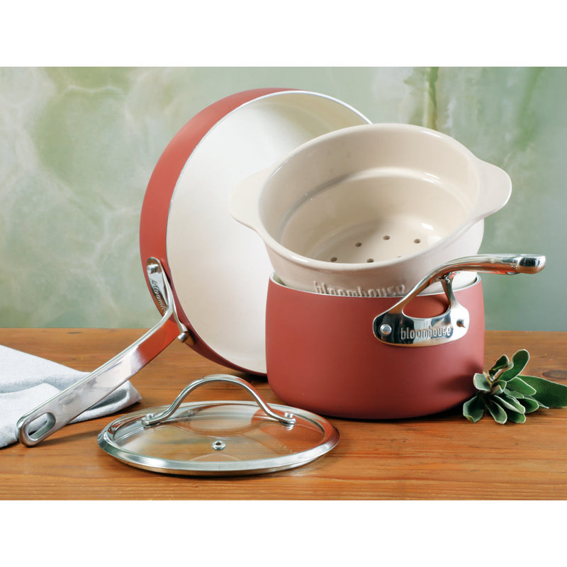 4 - Piece Non-Stick Aluminum Cookware Set, Terracota Orange