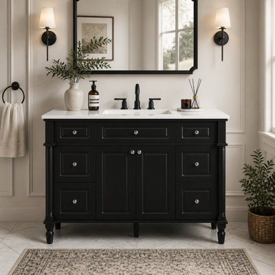 Ensemble de meuble-lavabo autoportant 47,8 po de style vintage avec lavabo