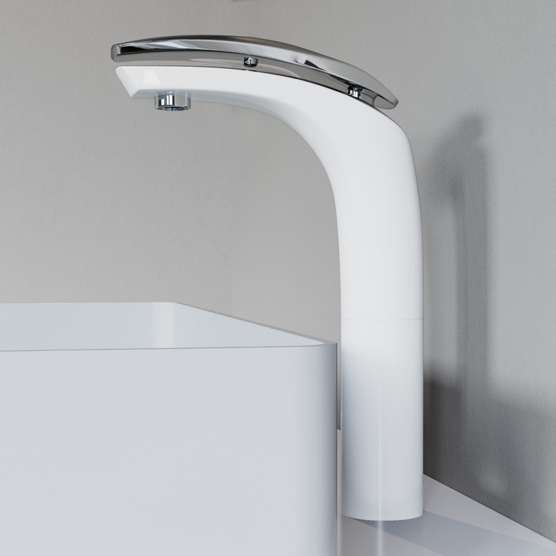Vessel Sink Faucet Single-handle Bathroom Faucet, Chrome/White
