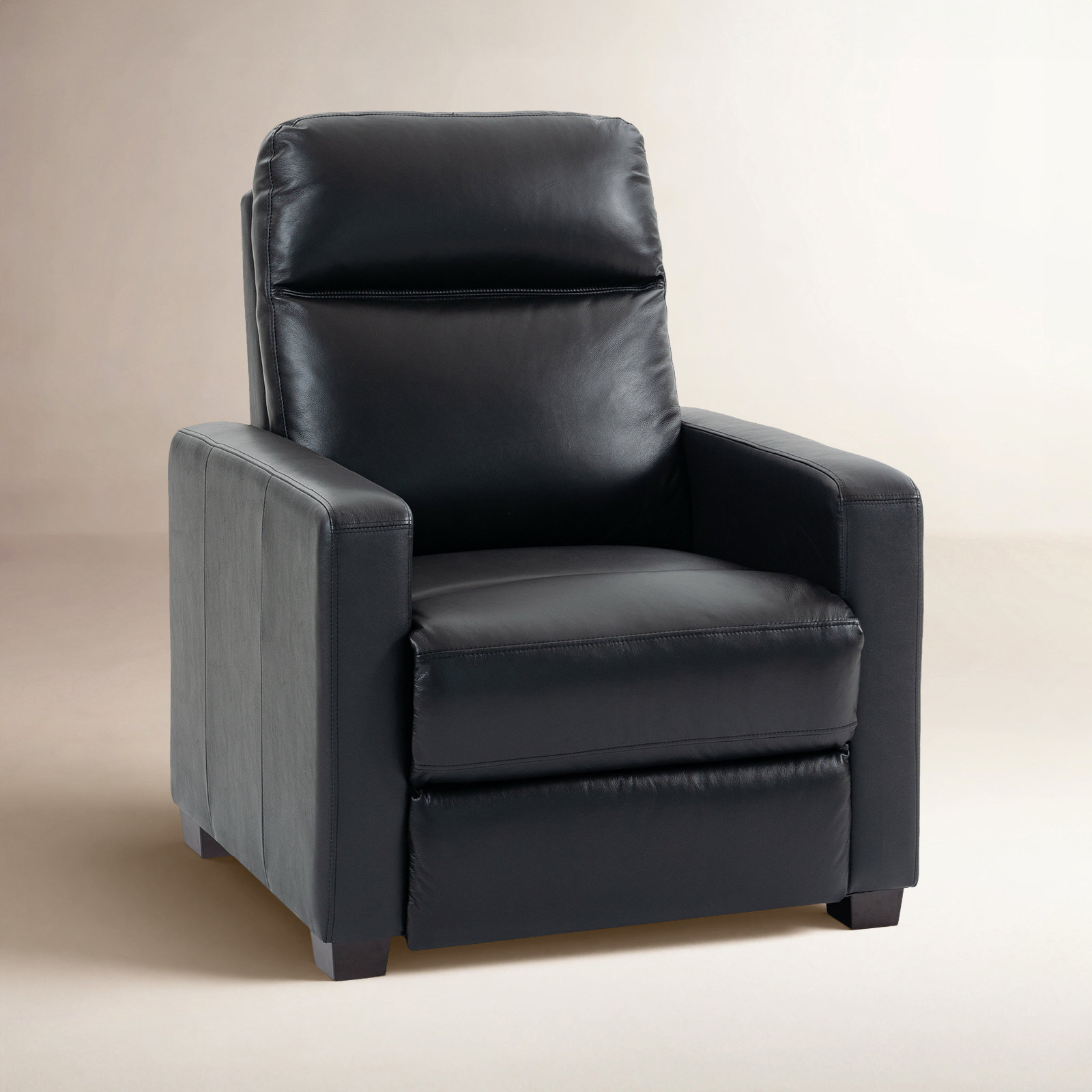 Hosea 32" Genuine Leather Power Recliner, Black