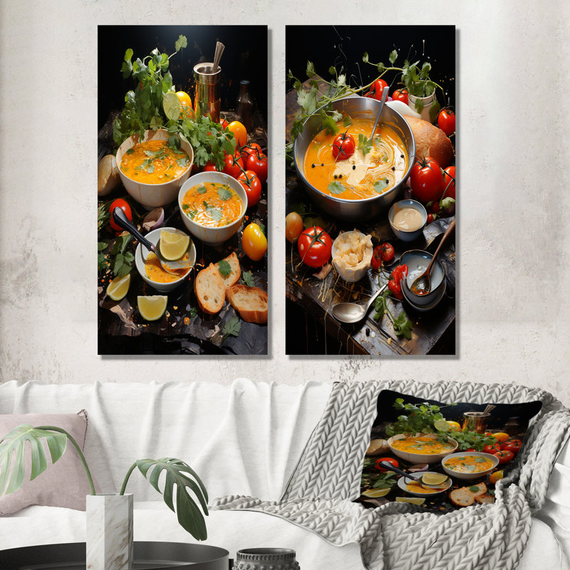 Soup Wholesome Medley - ensemble de 2 reproductions d'art mural en métal Soup, H 32 po x l 32 po