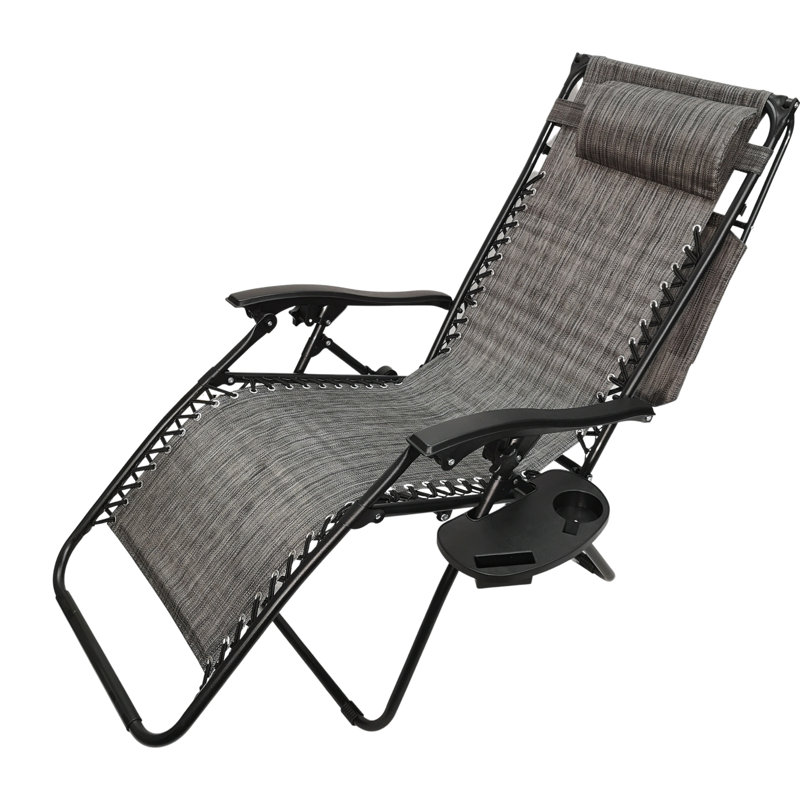 Charnissa Multi Position Garden Gravity Relaxer Chair Sun Lounger with Sun Canopy in Grey