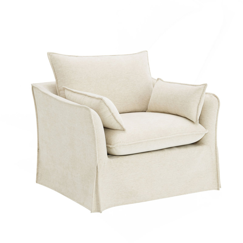 Chaise en lin beige avec 2 coussins
