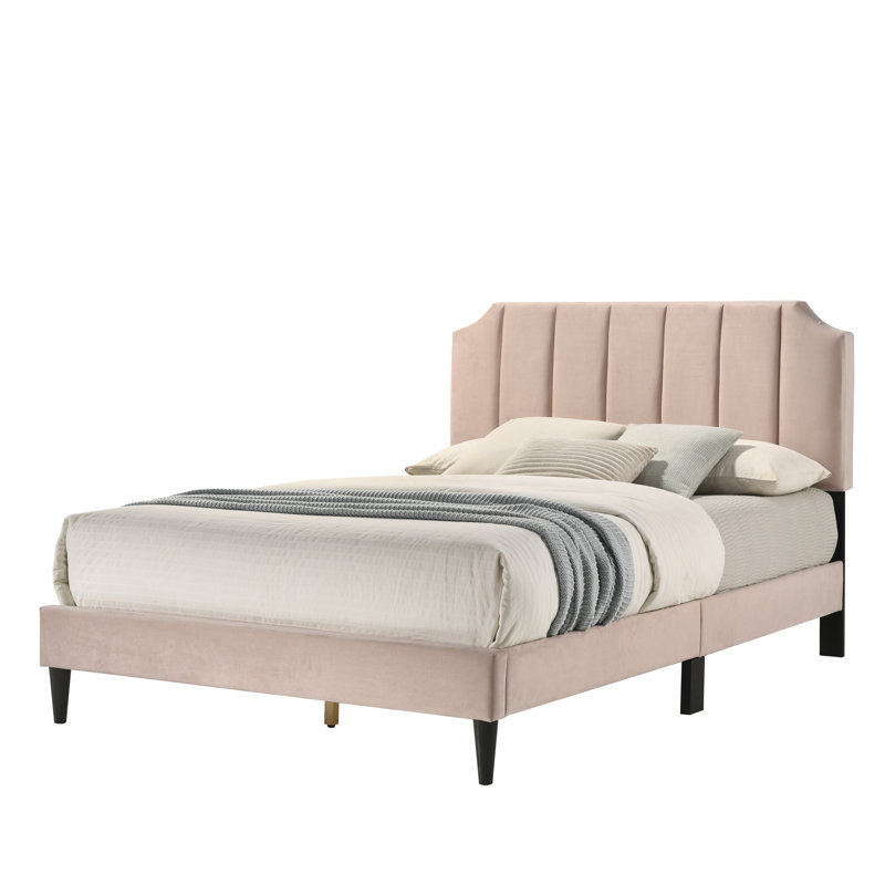 Conwy Upholstered Double (4'6) Bed, Champagne Pink