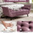 Purple Footstool With Rolled Arms, Button And 2 Cylindrical Pillows For Entryway Stylish Touch Bolster Decorative Centerpiece-1018547727