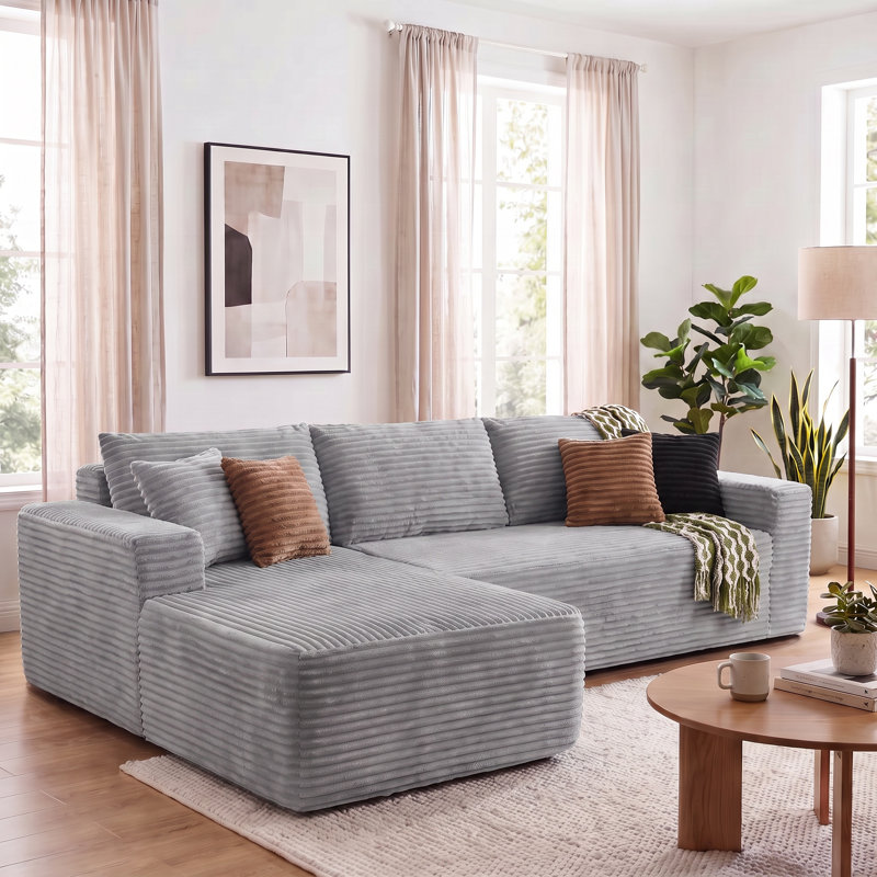 Canapé-lit modulaire convertible en velours côtelé Boneless, Gris