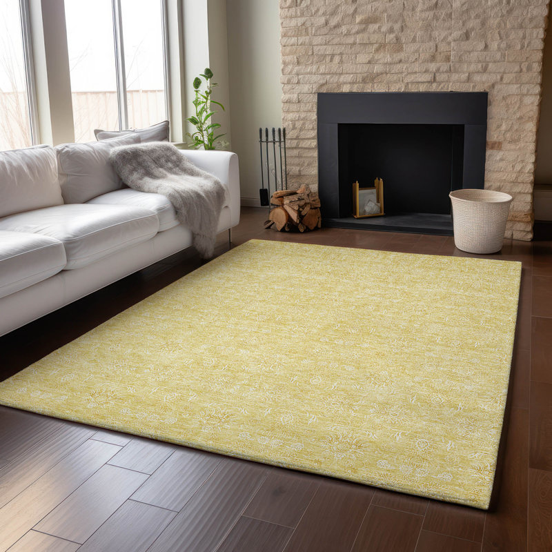 Premium Machine Washable Prisco Honey Rug, Rectangle 9' x 12'