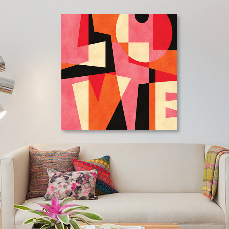 « love », impression sur toile, H 12 po x l 12 po x P 1,5 po, Toile tendue, Pas de tapis