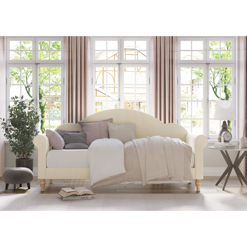 Lit de jour simple tapissier Alvon, Beige