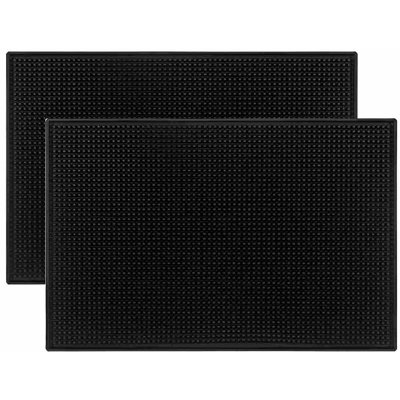 Paquet de 2 tapis de bar noirs, tapis de séchage de vaisselle en caoutchouc 18 po x 12 po pour comptoir, tapis anti-éclaboussures de service de cocktail antidérapants pour le bar, accessoires de tapis de café pour la cuisine à domicile