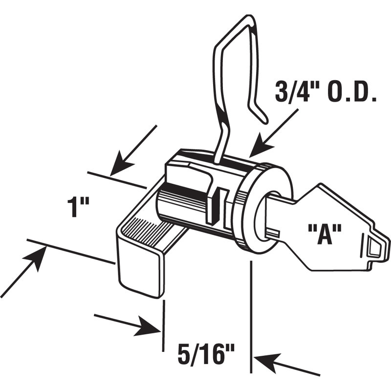 Mail Box Lock, 1 In., Brass, 1" H x 4" W x 3.38" D