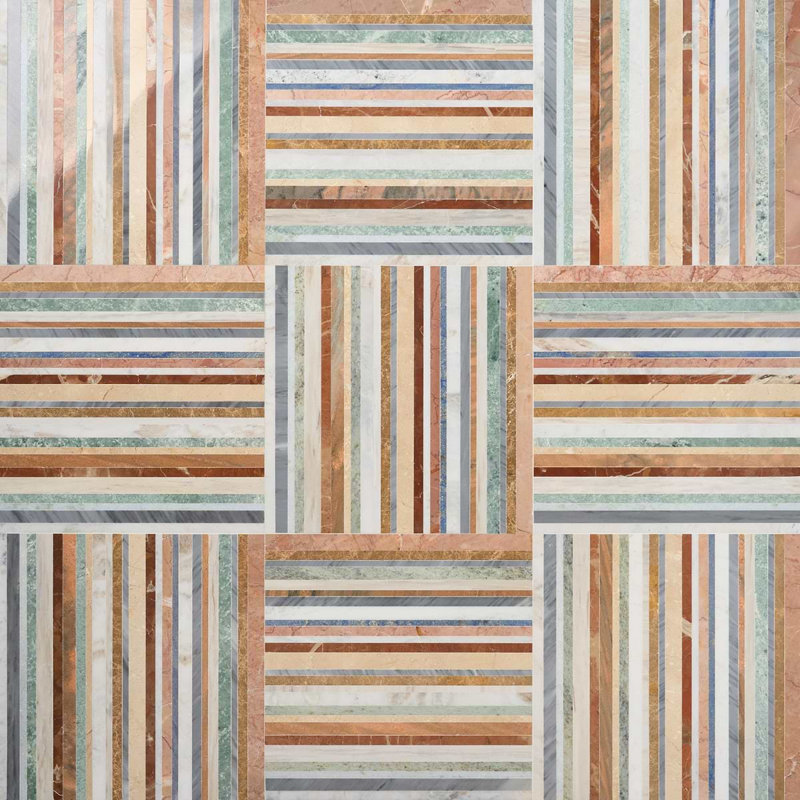Isla Sunset Multicolor 16x16 Polished Marble Mosaic Tile