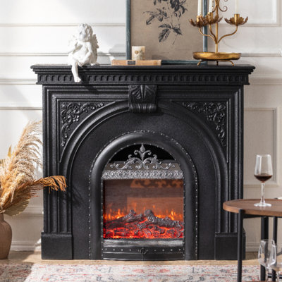 French Retro Fireplace TV Cabinet