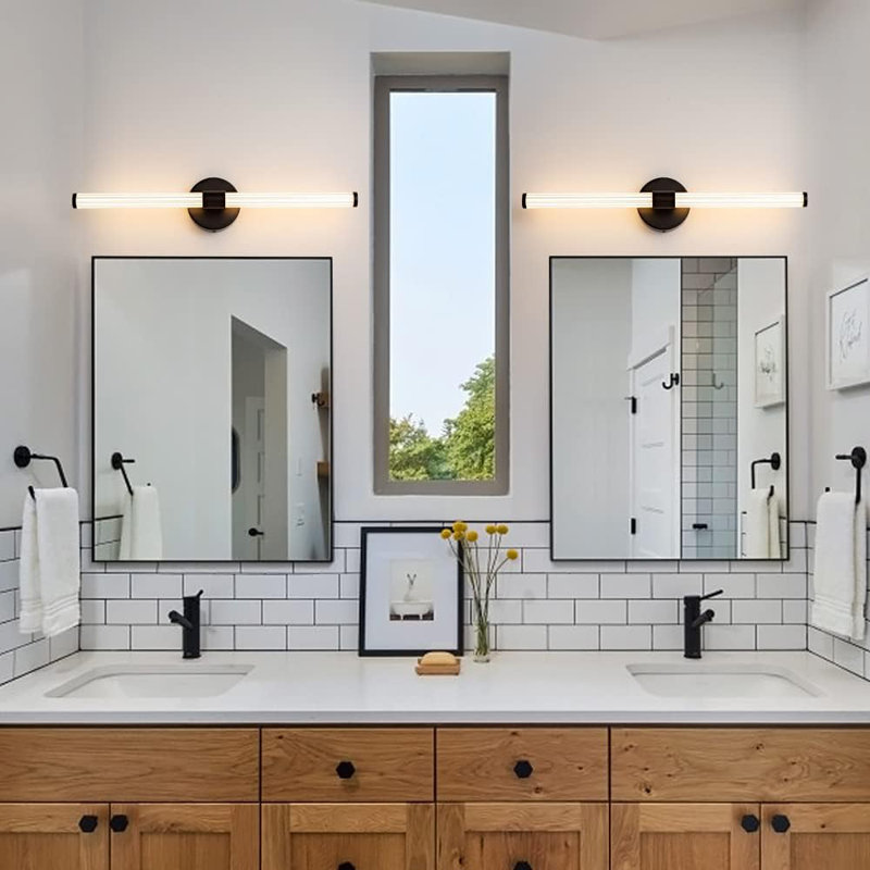 Luminaire à DEL à intensité variable pour meuble-lavabo avec éclairage complet à 360 °, applique murale moderne pour salle de bain, chambre à coucher et salon