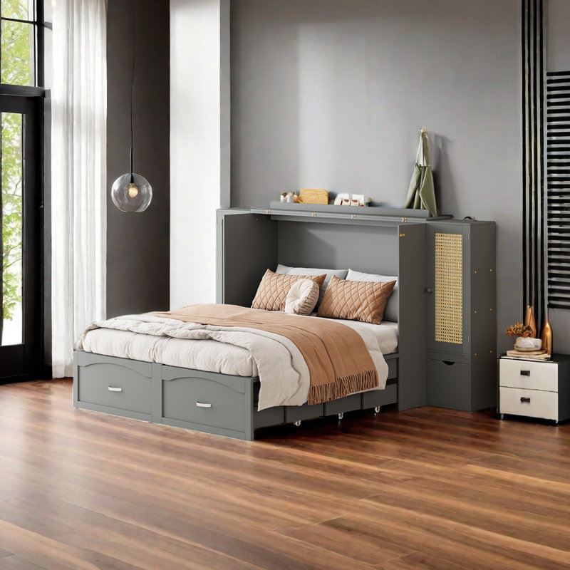 Damarco Murphy Bed, Gray, Queen