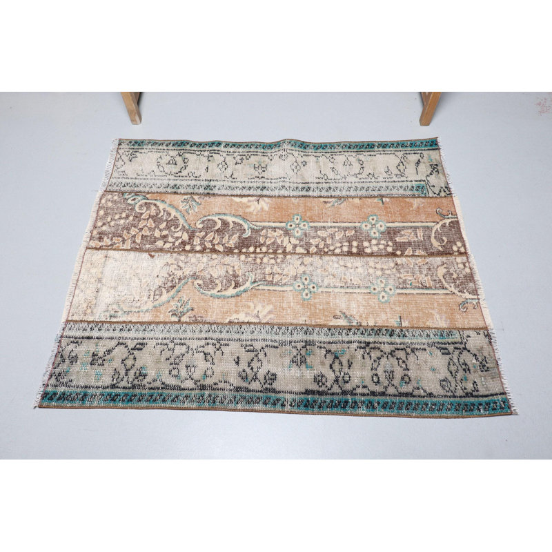 Tapis turc antique Oushak aux couleurs vives - tapis tribal unique fabriqué à la main