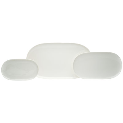Red Vanilla Every Time 3 Piece Platter Set In Cream