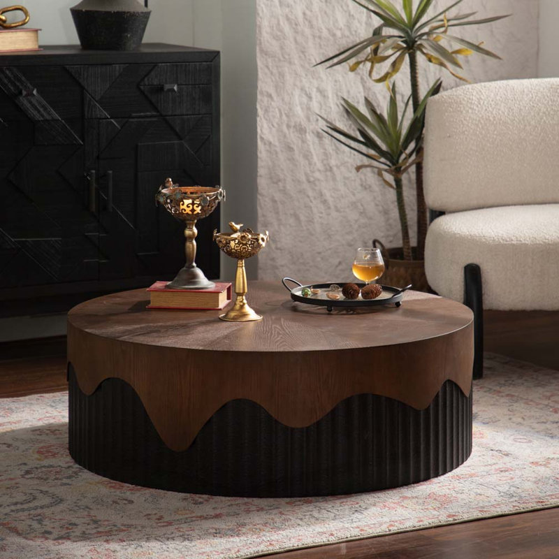 38.97" Round Coffee Table with Pedestal Base, 12.99" H x 38.97" L x 38.97" L