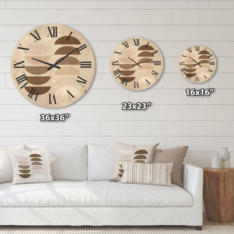 Horloge murale abstrait géométrique soleil et lune en terre cuite II, Grand