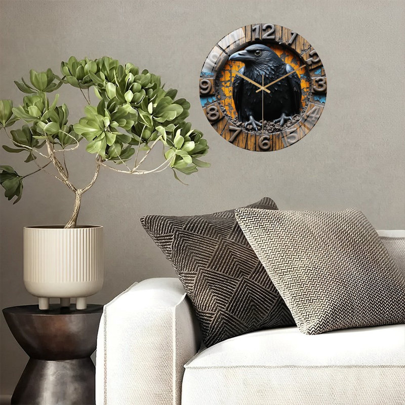 Horloge murale 12 po Black Raven