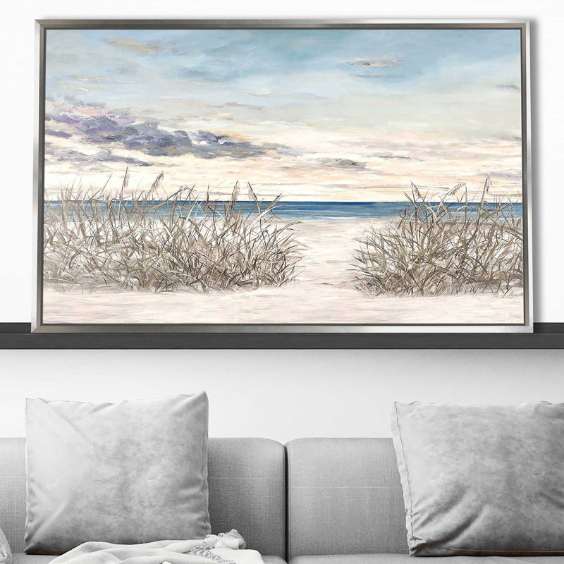 " Windy Beaches " by Julie Derice, Silver Floater Frame, 39.5" H x 63.5" W x 2" D