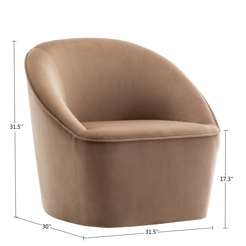 Fauteuil demi-tonneau pivotant en polyester 31,9 po Gregory, Velours brun