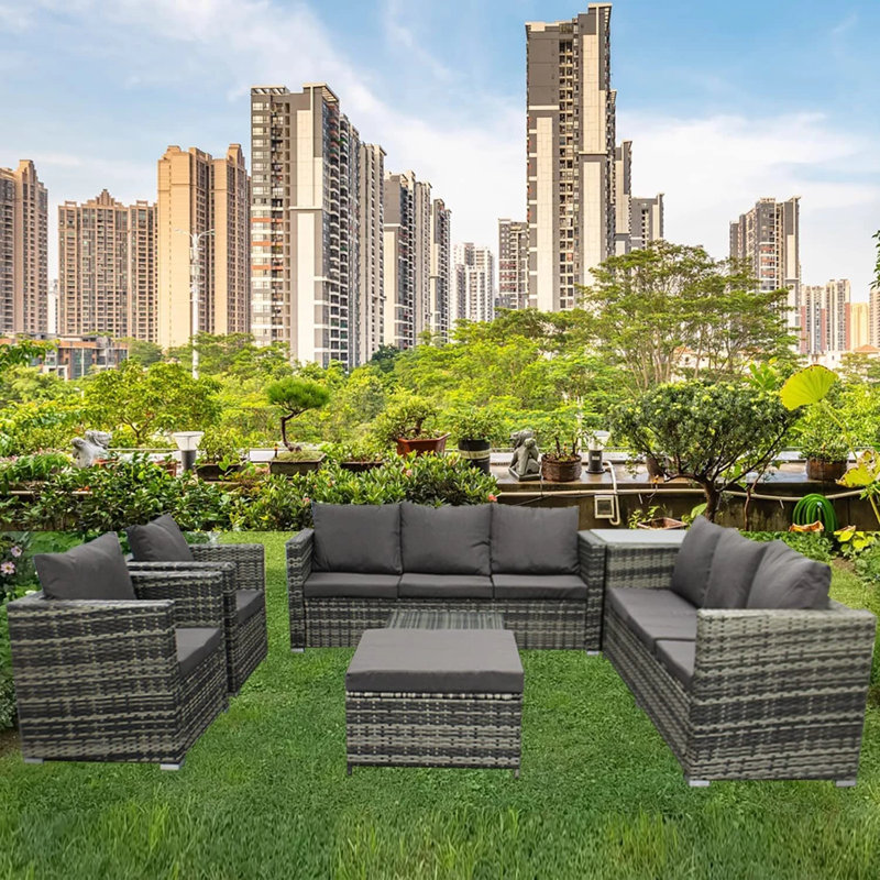 65cm Wide U-Shaped Wicker Patio Sectional Set