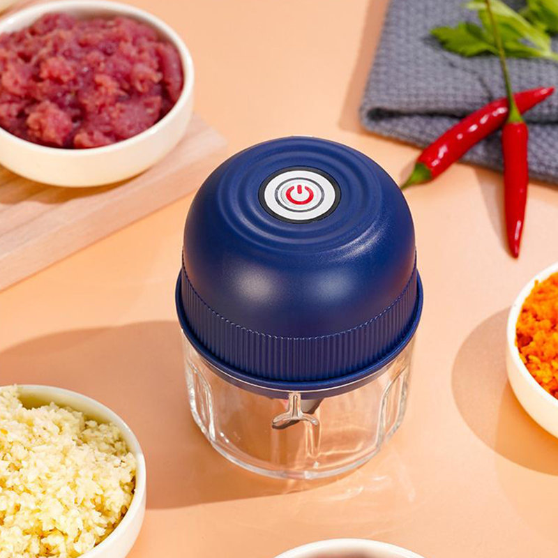 Mini broyeur électrique Mini broyeur à ail Hachoir à viande Type C rechargeable, Bleu
