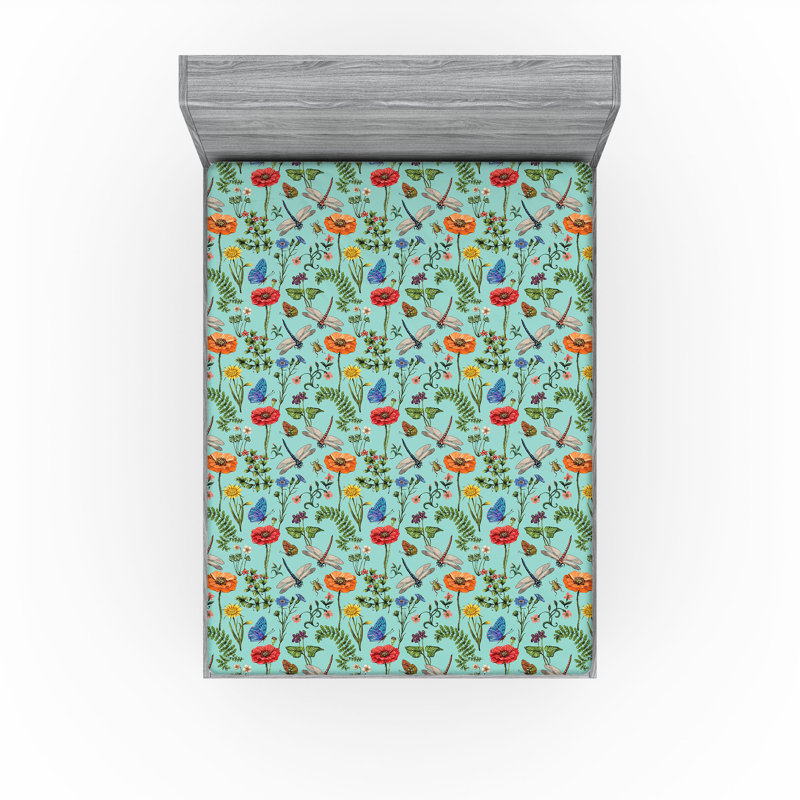 Ensemble de 2 draps-housse dégradés Ambesonne bleu sarcelle très clair bleu pâle et blanc, Drap-housse pour très grand lit
