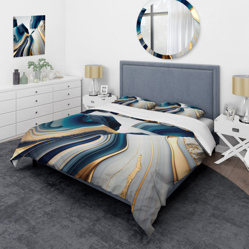 Ensemble de housse de couette en microfibre / polyester Abstract Geode Waves