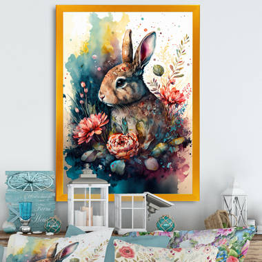 The Stupell Home Decor Collection Sketched Fluffy Bunny Flowers by Studio Q  Floater Frame Animal Wall Art Print 21 in. x 17 in. brp-2247_ffg_16x20 -  The Home Depot