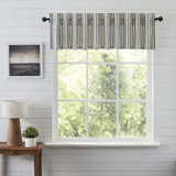 Ashmont Striped Cotton Tailored Window Valance in Charcoal Gray