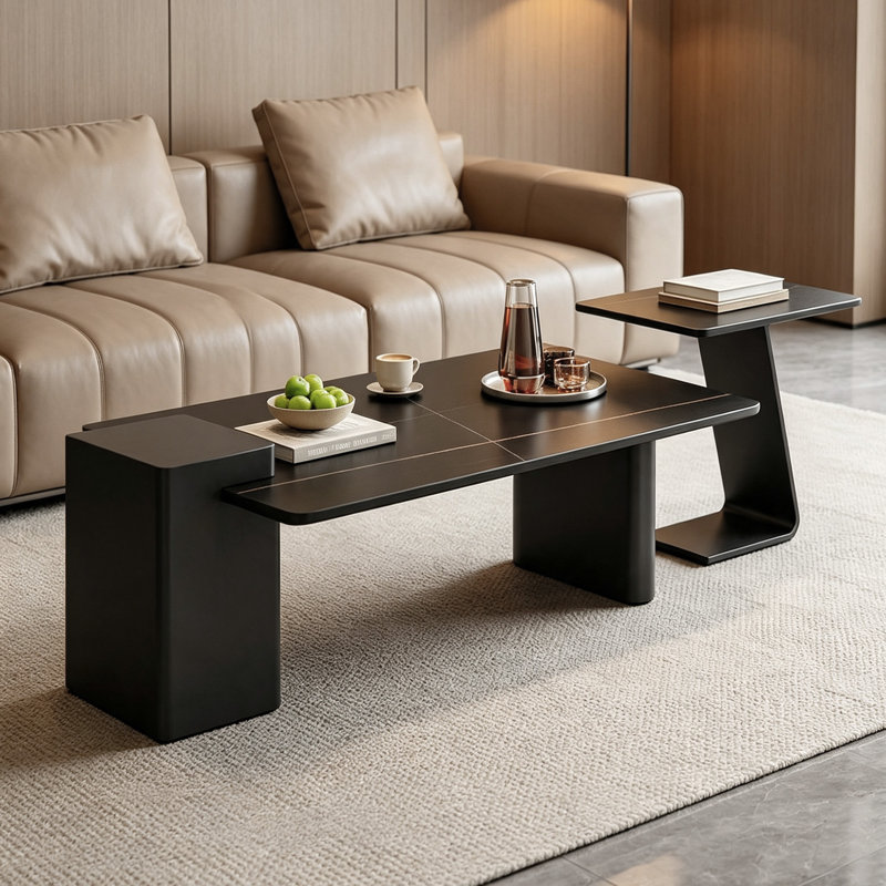Fortner, Noir / or / arrière, Marbre, H 17,71 po x l 55,11 po x P 23,62 po