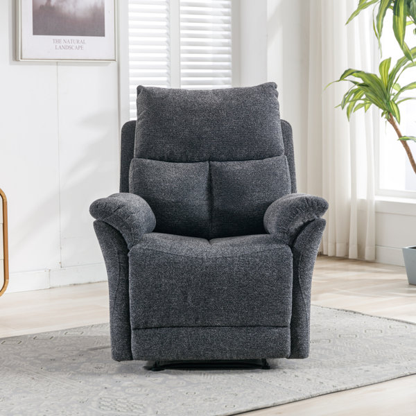 Myria Upholstered Manual Recliner Chair Furry Friend Friendly Fabric  Massage Heating and Cup Holder