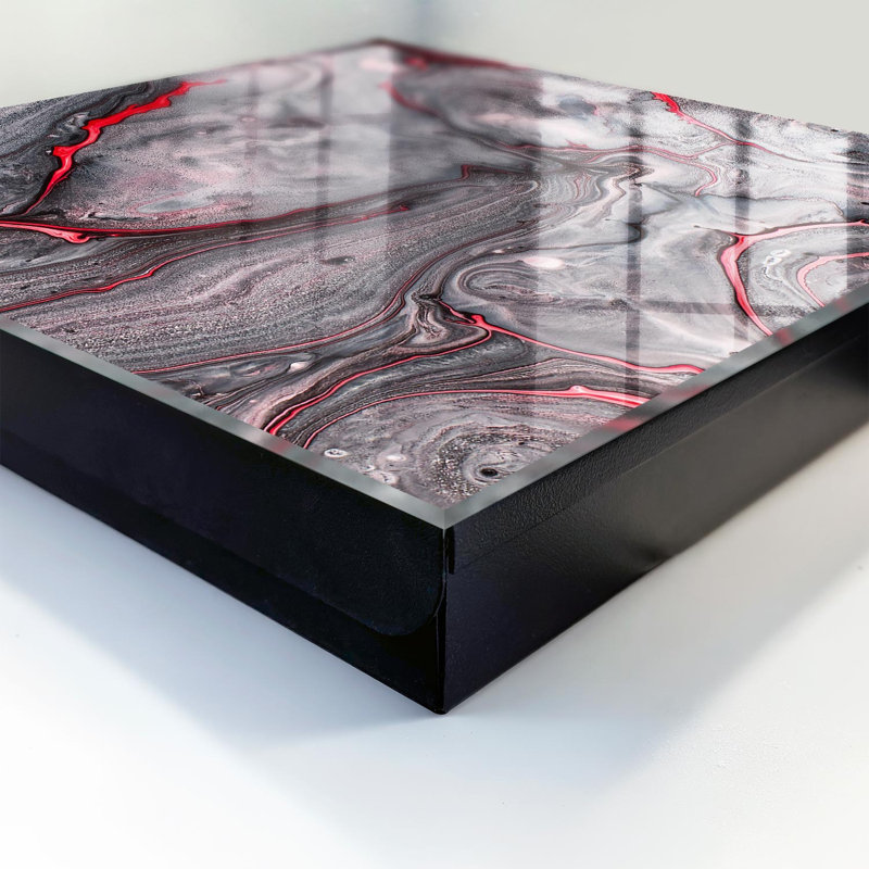 Key cabinet for wall, Opens to the right, 30x30x5, Black, An abstract mix of gray and pink, 