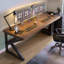 Bureau rectangulaire en bois massif noir-2048310226